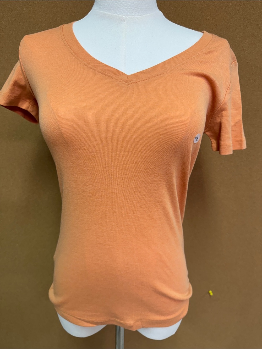 Eddie Bauer Women's V-Neck Short Sleeve Top - x-small, Orange - NWT
